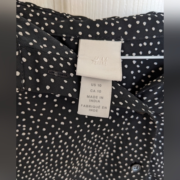 Black and White Polka Dot Women's Button Down Blouse - Picture 3 of 5